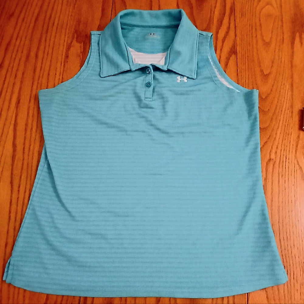 Under Armour Women's Aqua Sleeveless Polo Tank. Like New Condition. Size L